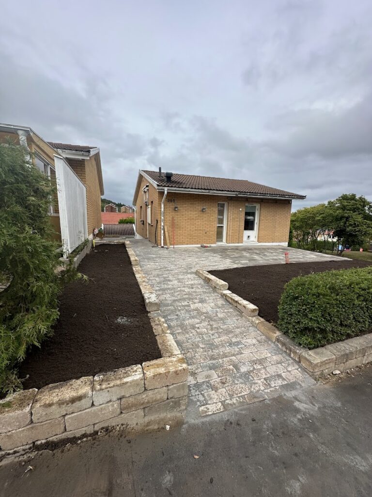 huskvarna jönköping plattor dränering odlingsyta mur mursten